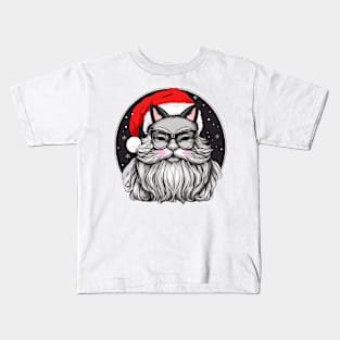 Santa Claus with cat ears and cat whiskers, Christmas festival Kids T-Shirt